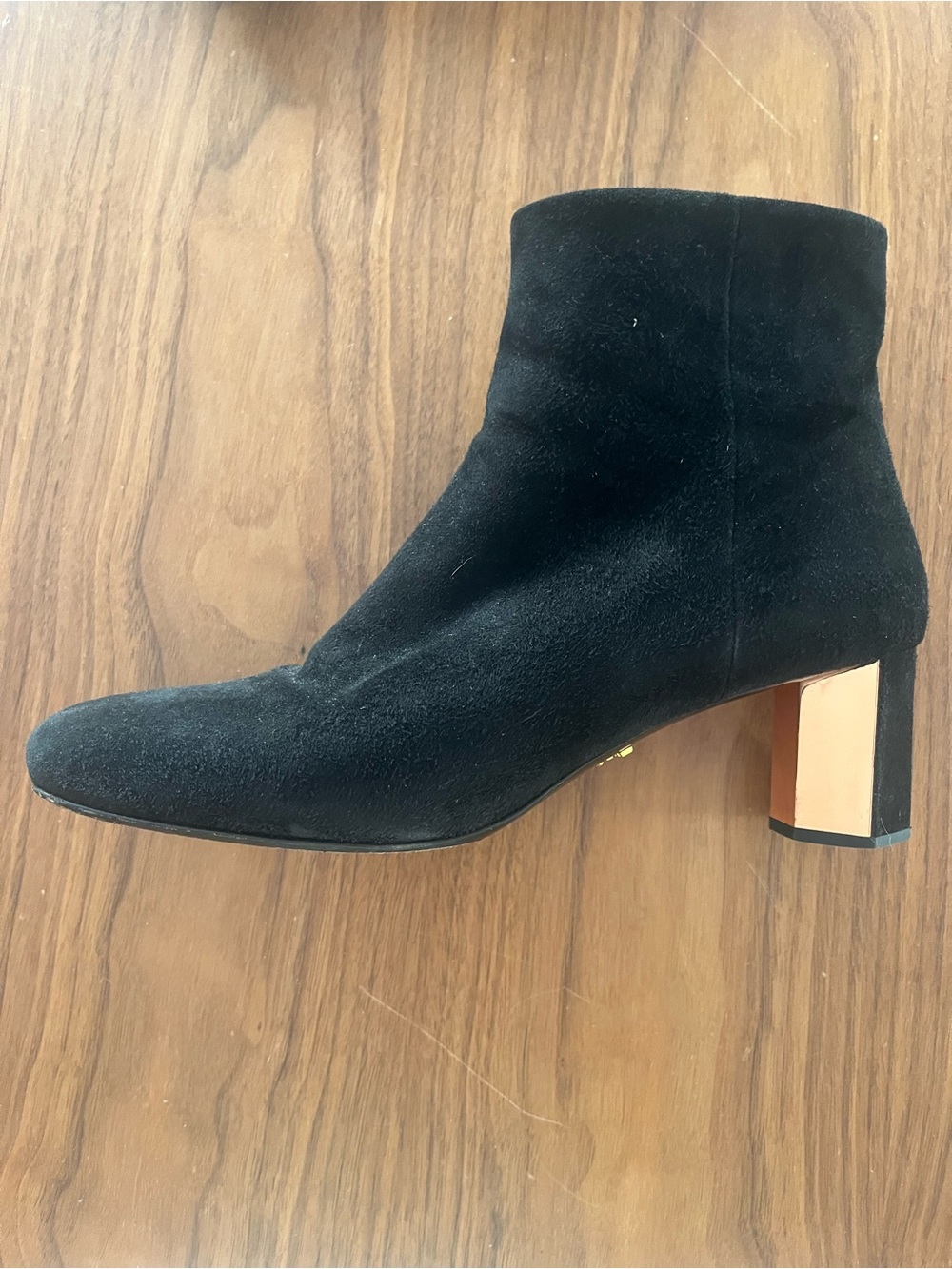 Prada Classic Black Suede Ankle Boots with Block Heel size 41